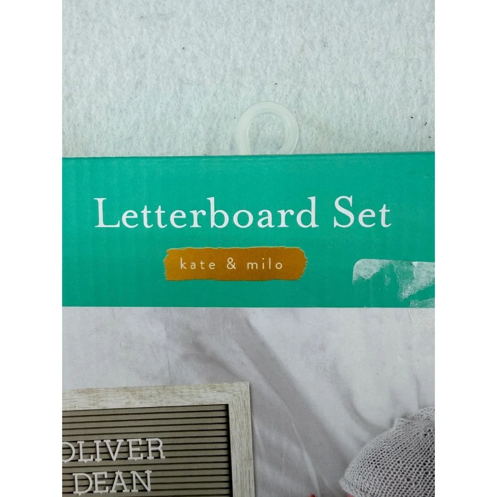 Kate & Milo Letterboard Set 10x10 Gray Wood Frame 188 White Letters Numbers